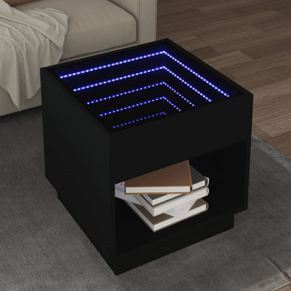 Couchtisch mit Infinity-LED Schwarz 50x50x50 cm