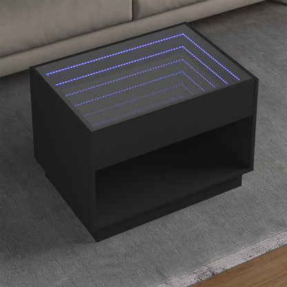 Couchtisch mit Infinity-LED Schwarz 70x50x50 cm