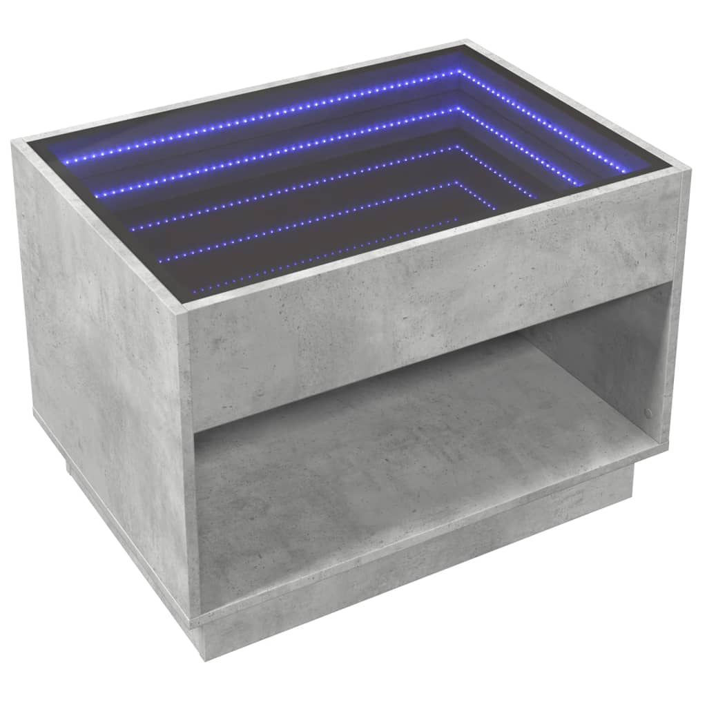 Couchtisch mit Infinity-LED Betongrau 70x50x50 cm