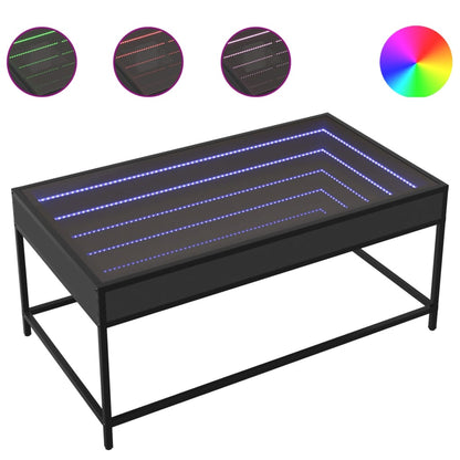 Couchtisch mit Infinity-LED Schwarz 90x50x41 cm