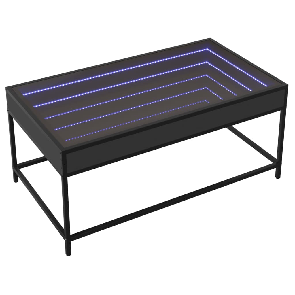 Couchtisch mit Infinity-LED Schwarz 90x50x41 cm