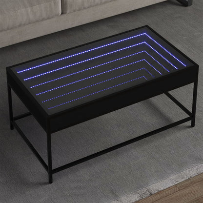 Couchtisch mit Infinity-LED Schwarz 90x50x41 cm