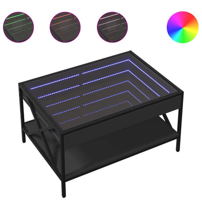 Couchtisch mit Infinity-LED Schwarz 70x50x38 cm