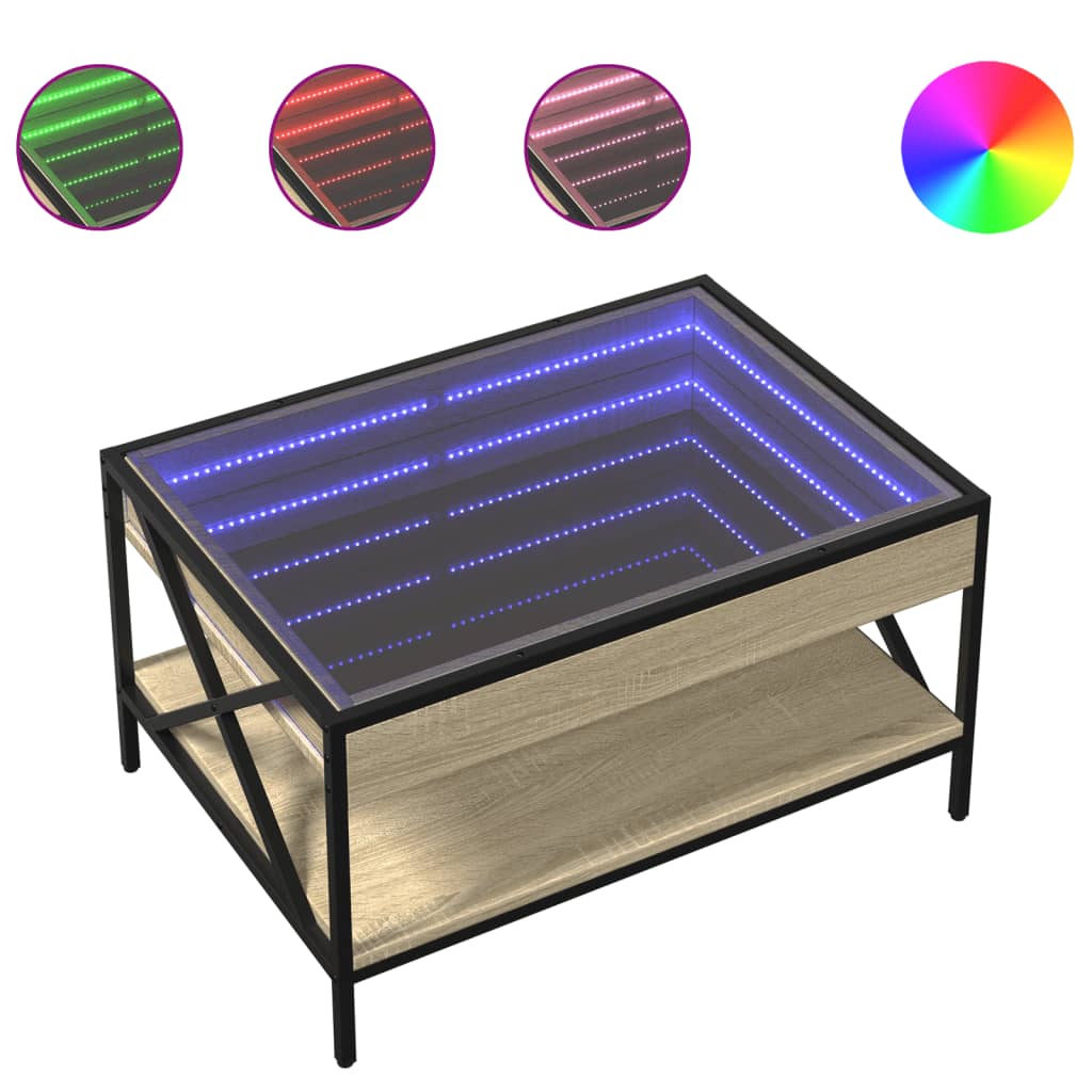 Couchtisch mit Infinity-LED Sonoma-Eiche 70x50x38 cm