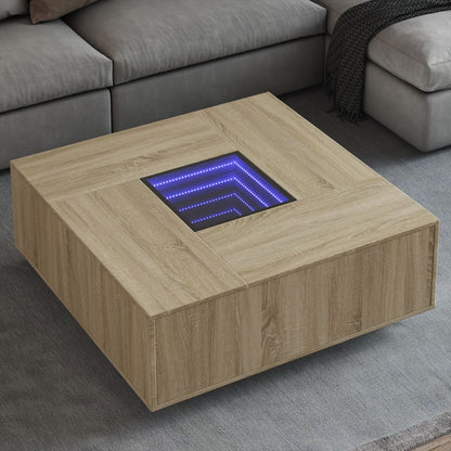 Couchtisch mit Infinity-LED Sonoma-Eiche 100x100x40 cm