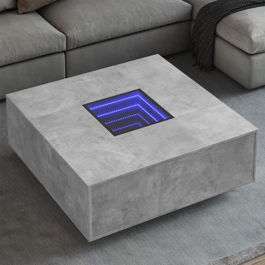 Couchtisch mit Infinity-LED Betongrau 100x100x40 cm