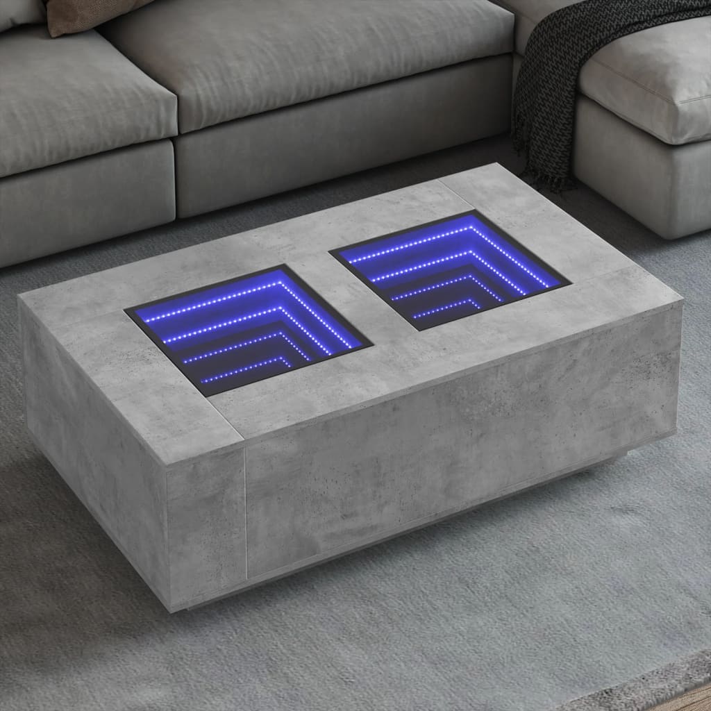 Couchtisch mit Infinity-LED Betongrau 116x69x40 cm