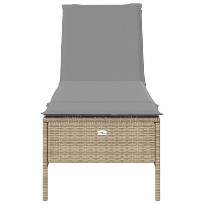 3-tlg. Sonnenliegen-Set mit Auflage Beige Poly Rattan