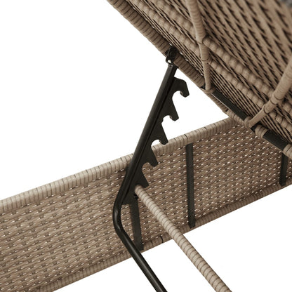 3-tlg. Sonnenliegen-Set mit Auflage Beige Poly Rattan