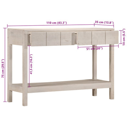 Konsolentisch Weiß 110x35x75 cm Massivholz Mango