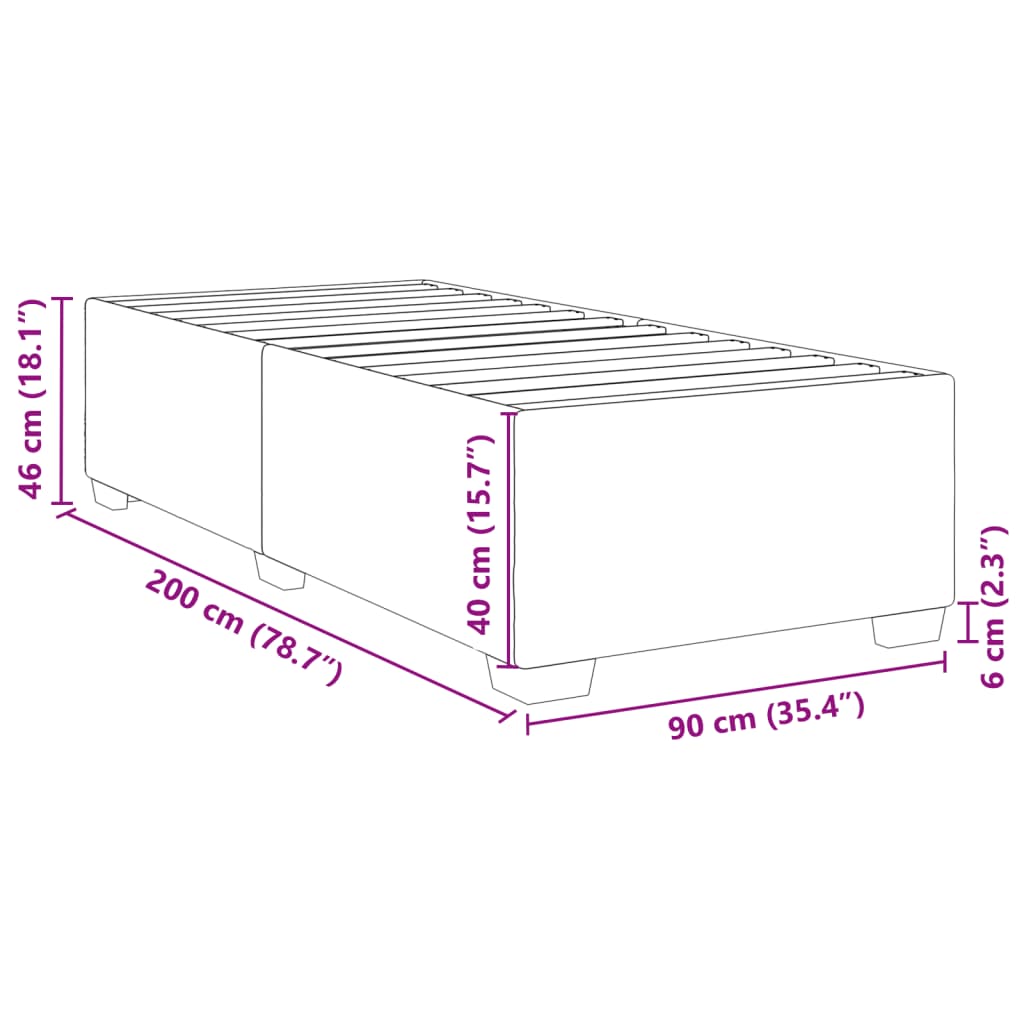 Bettgestell ohne Matratze Hellgrau 90x200 cm Stoff