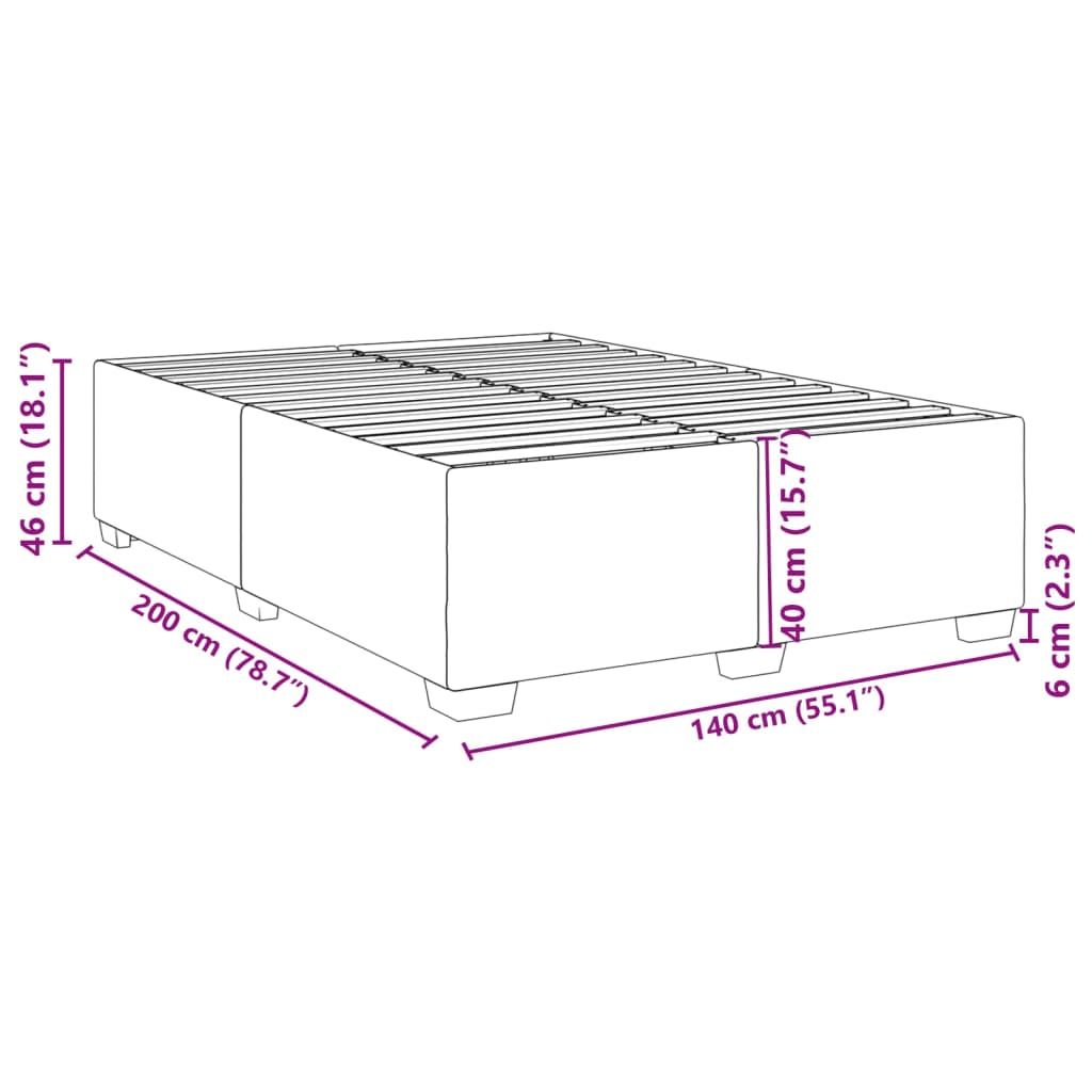 Bettgestell ohne Matratze Dunkelbraun 140x200 cm Stoff