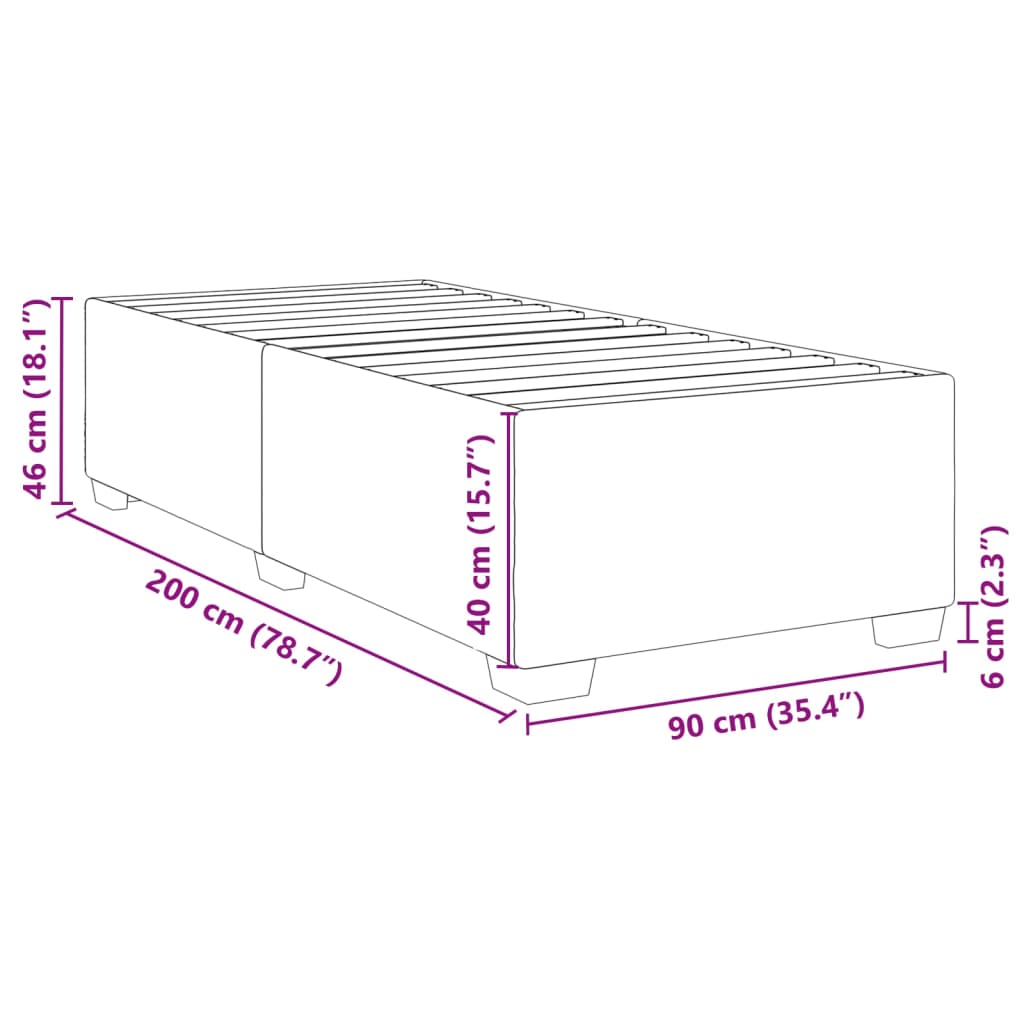 Bettgestell Grau 90x200 cm Kunstleder