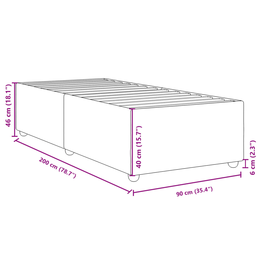 Bettgestell ohne Matratze Dunkelgrau 90x200 cm Stoff