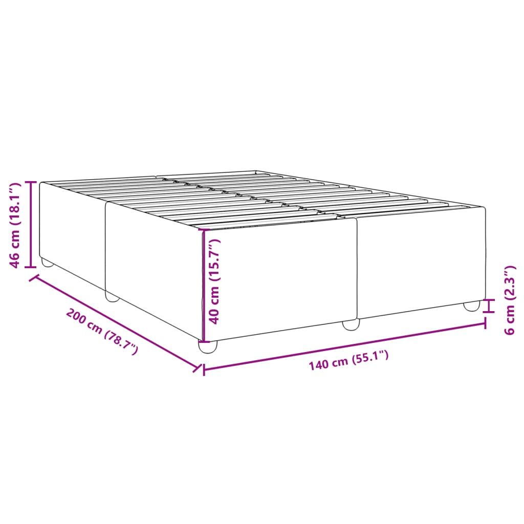 Bettgestell ohne Matratze Dunkelgrau 140x200 cm Stoff