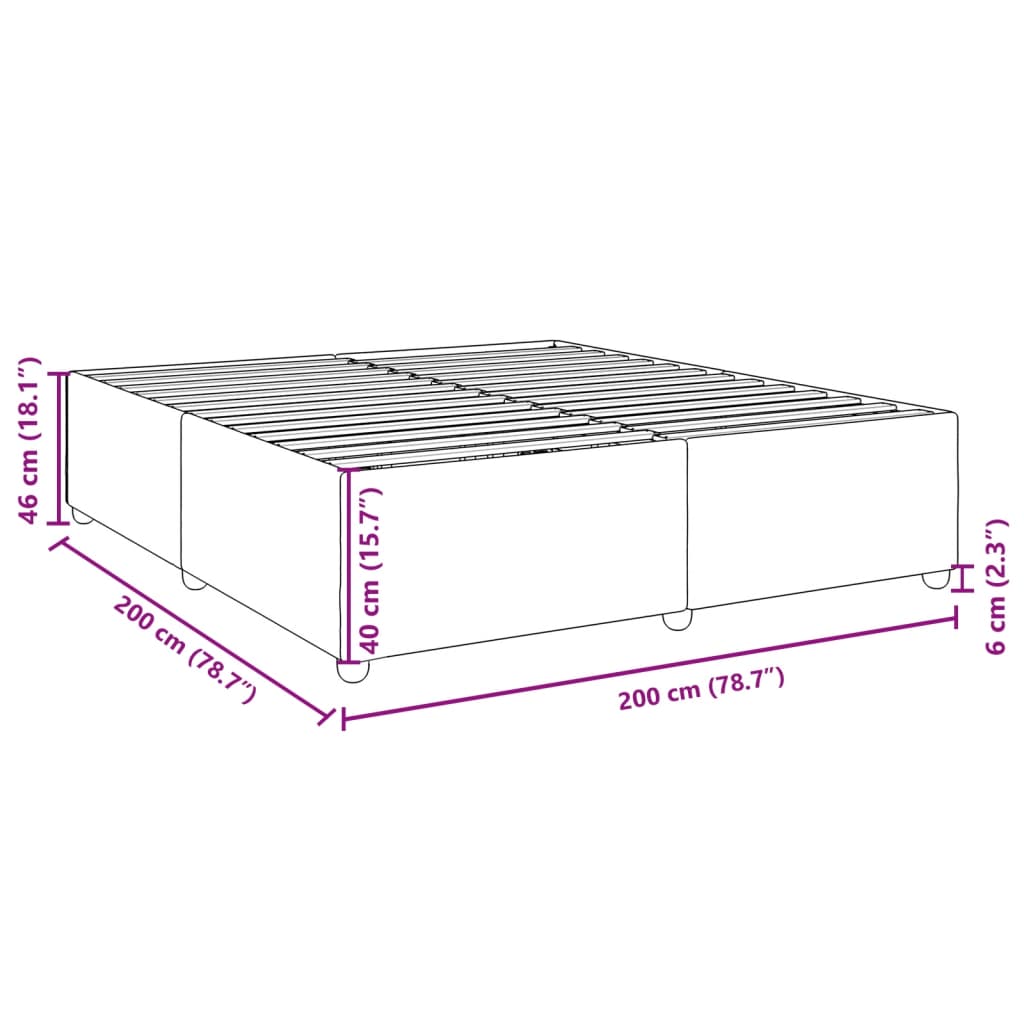 Bettgestell ohne Matratze Dunkelgrau 200x200 cm Stoff