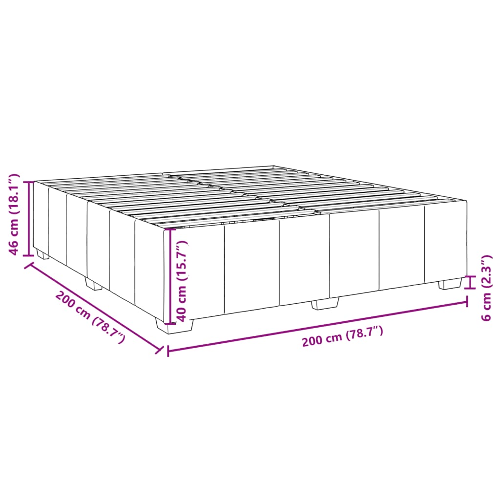 Bettgestell ohne Matratze Dunkelgrau 200x200 cm Stoff