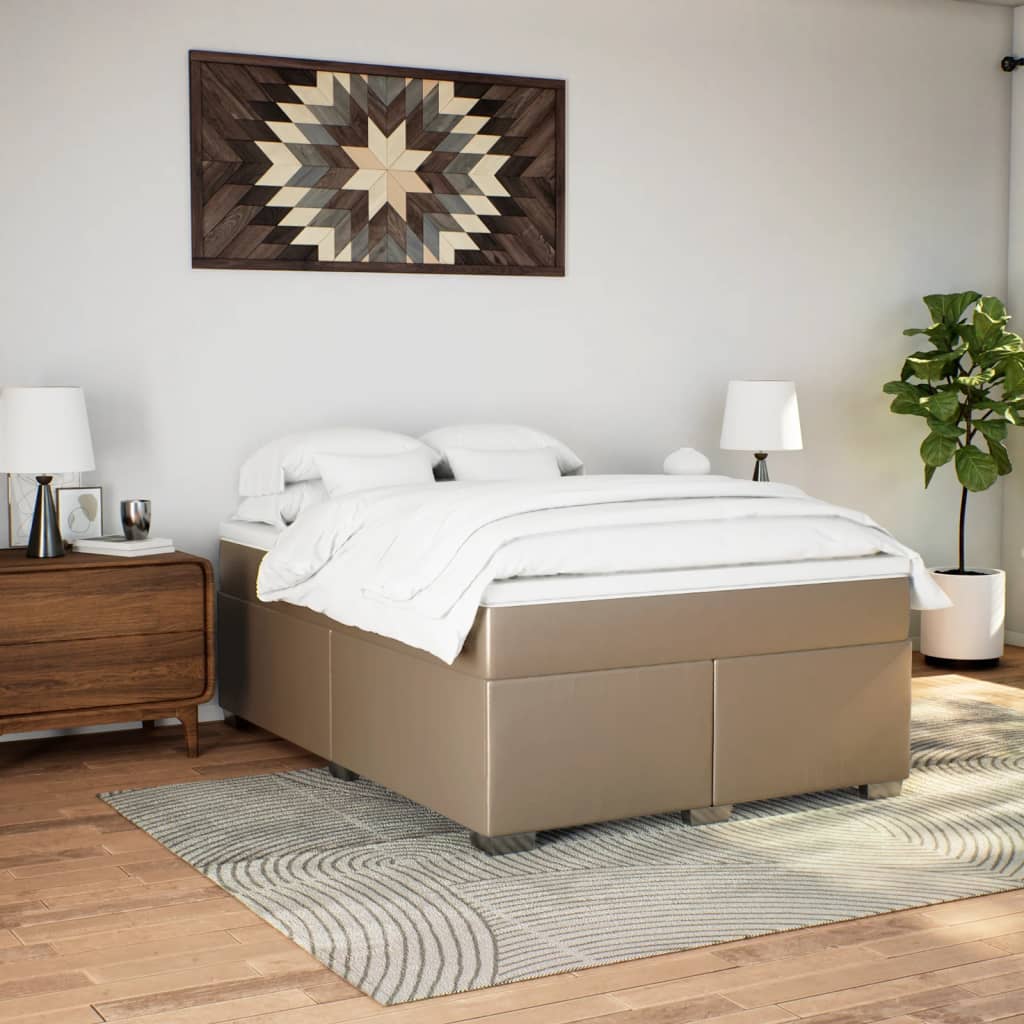 Boxspringbett Matratze Cappuccino-Braun 140x200cm Kunstleder