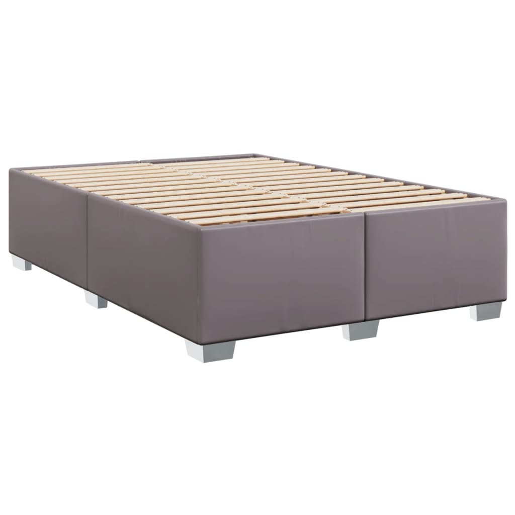 Boxspringbett mit Matratze Grau 160x200 cm Kunstleder