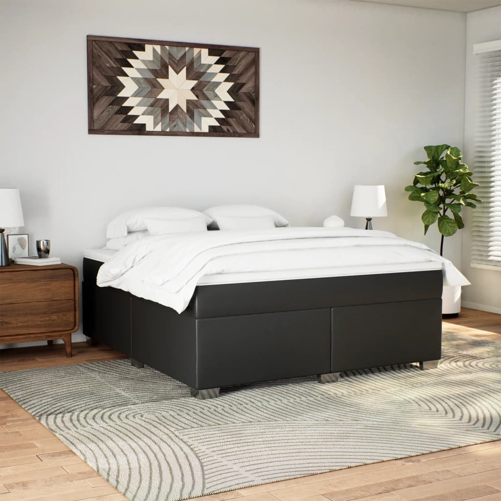 Boxspringbett mit Matratze Schwarz 180x200 cm Kunstleder