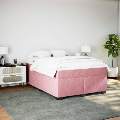 Boxspringbett mit Matratze Rosa 140x200 cm Samt