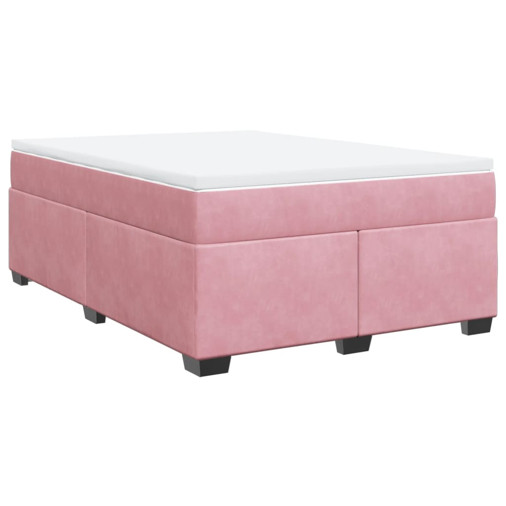 Boxspringbett mit Matratze Rosa 140x200 cm Samt