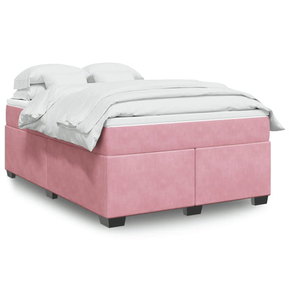 Boxspringbett mit Matratze Rosa 140x200 cm Samt