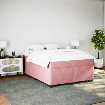 Boxspringbett mit Matratze Rosa 160x200 cm Samt