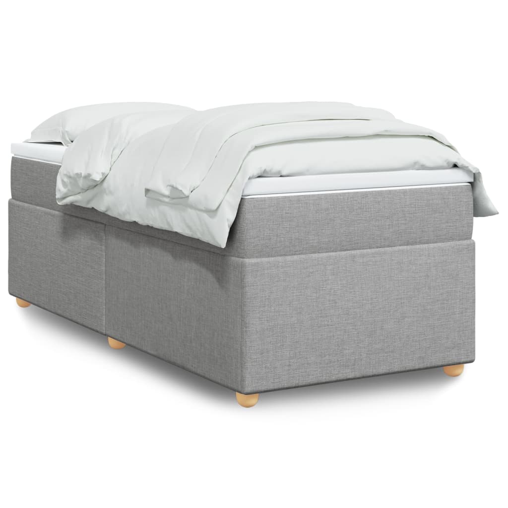 Boxspringbett mit Matratze Hellgrau 90x200 cm Stoff