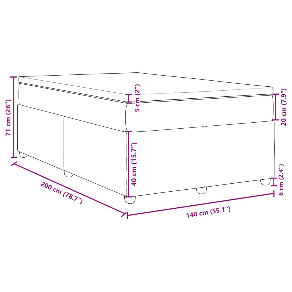 Boxspringbett mit Matratze Blau 140x200 cm Stoff