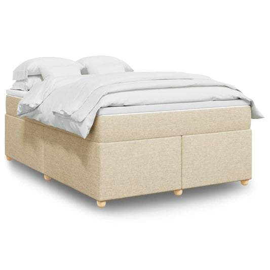 Boxspringbett mit Matratze Creme 160x200 cm Stoff