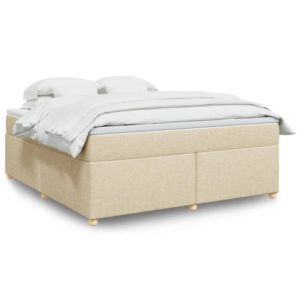 Boxspringbett mit Matratze Creme 180x200 cm Stoff