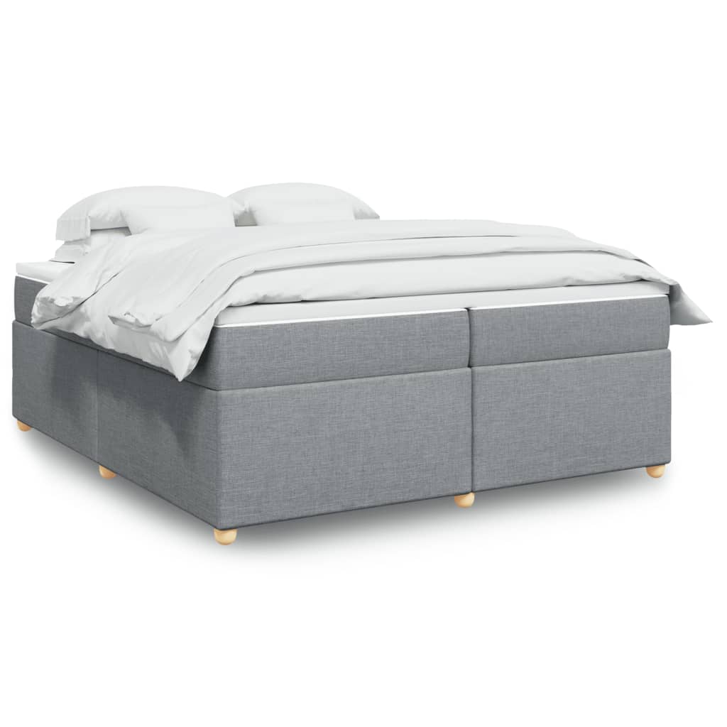 Boxspringbett mit Matratze Hellgrau 200x200 cm Stoff