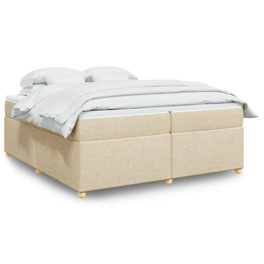 Boxspringbett mit Matratze Creme 200x200 cm Stoff