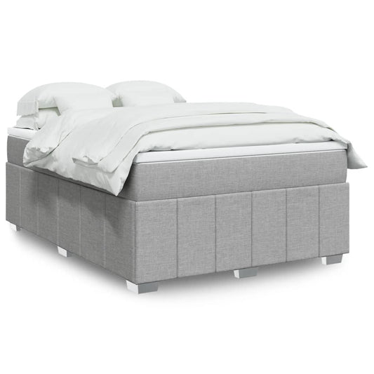 Boxspringbett mit Matratze Hellgrau 140x200 cm Stoff