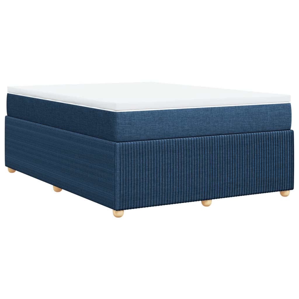 Boxspringbett mit Matratze Blau 140x200 cm Stoff