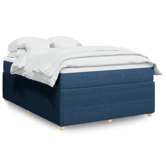 Boxspringbett mit Matratze Blau 140x200 cm Stoff