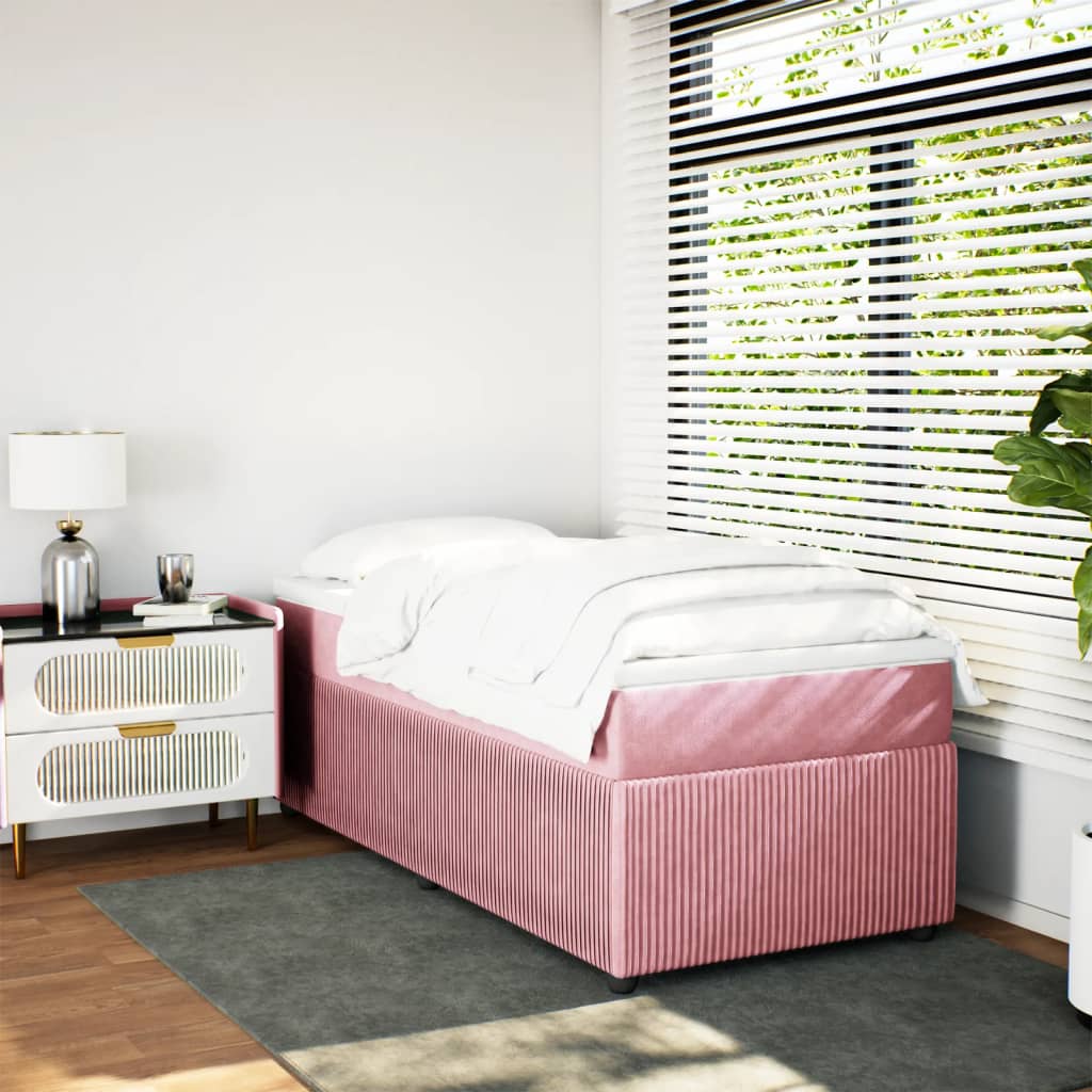 Boxspringbett mit Matratze Rosa 90x200 cm Samt