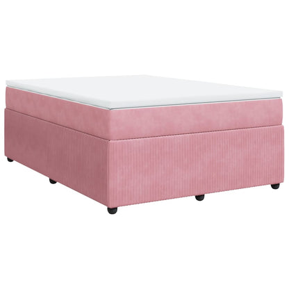 Boxspringbett mit Matratze Rosa 140x200 cm Samt