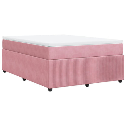 Boxspringbett mit Matratze Rosa 140x200 cm Samt