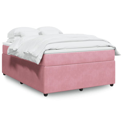 Boxspringbett mit Matratze Rosa 140x200 cm Samt