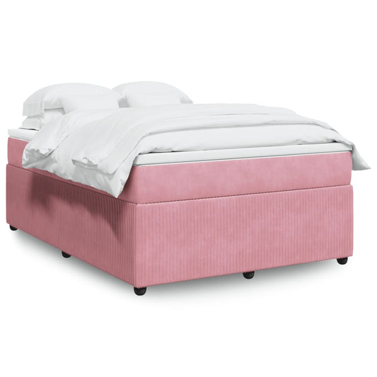 Boxspringbett mit Matratze Rosa 140x200 cm Samt