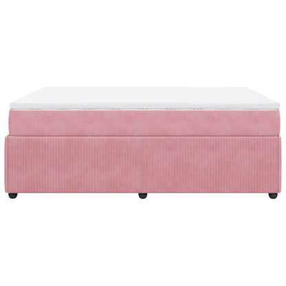 Boxspringbett mit Matratze Rosa 160x200 cm Samt