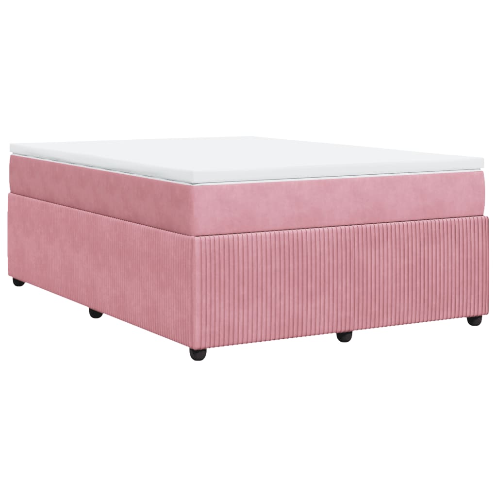 Boxspringbett mit Matratze Rosa 160x200 cm Samt