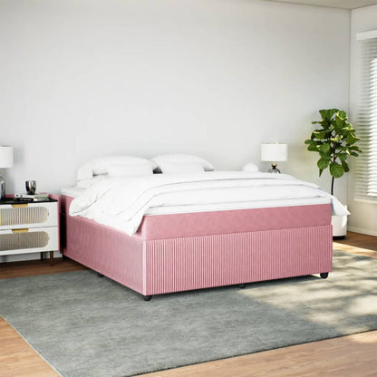 Boxspringbett mit Matratze Rosa 180x200 cm Samt