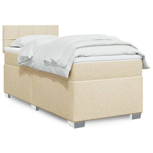 Boxspringbett mit Matratze Creme 90x200 cm Stoff