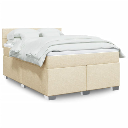 Boxspringbett mit Matratze Creme 140x200 cm Stoff