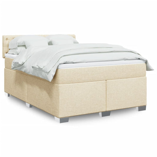 Boxspringbett mit Matratze Creme 140x200 cm Stoff