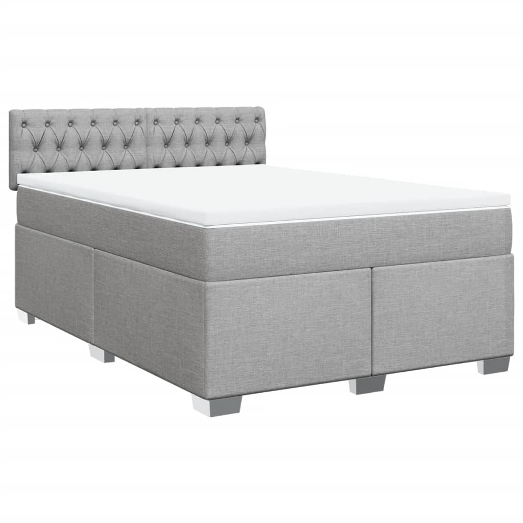 Boxspringbett mit Matratze Hellgrau 160x200 cm Stoff