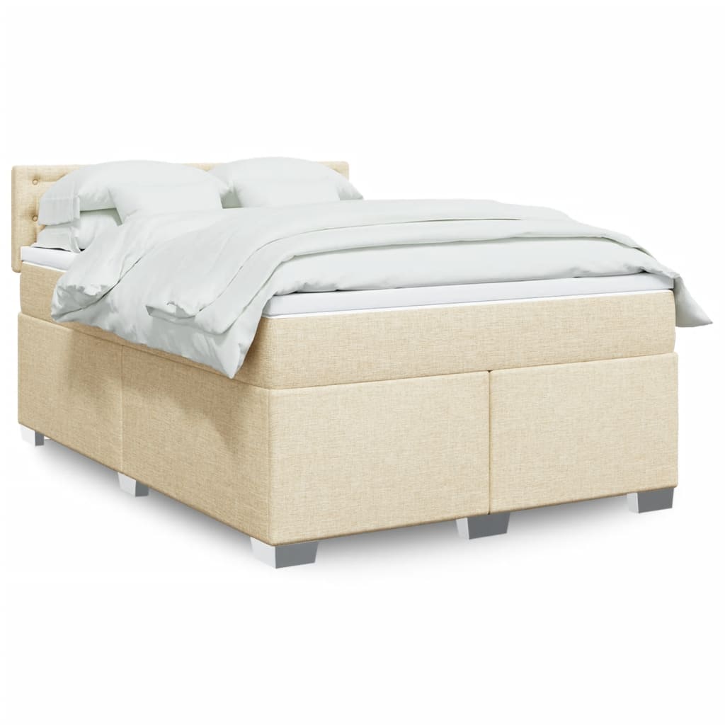 Boxspringbett mit Matratze Creme 160x200 cm Stoff